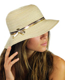 NYFASHION101 Metallic Thread Glossy 3-Tone Band Mini Flop Flip Up Brim Sun Hat