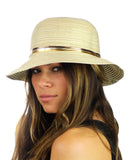 NYFASHION101 Metallic Thread Glossy 3-Tone Band Mini Flop Flip Up Brim Sun Hat
