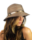 NYFASHION101 Metallic Thread Glossy 3-Tone Band Mini Flop Flip Up Brim Sun Hat