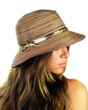 NYFASHION101 Metallic Thread Glossy 3-Tone Band Mini Flop Flip Up Brim Sun Hat