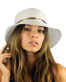 NYFASHION101 Metallic Thread Glossy 3-Tone Band Mini Flop Flip Up Brim Sun Hat