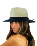NYFASHION101 Multicolor Weaved Band Matching Brim Panama Fedora Sun Hat