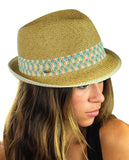 NYFASHION101 Multicolored Weaved Band and Trim Stingy Trilby Fedora Hat