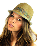 NYFASHION101 Multicolored Weaved Band and Trim Stingy Trilby Fedora Hat