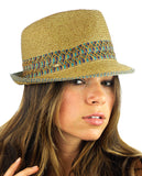 NYFASHION101 Multicolored Weaved Band and Trim Stingy Trilby Fedora Hat