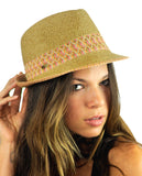 NYFASHION101 Multicolored Weaved Band and Trim Stingy Trilby Fedora Hat