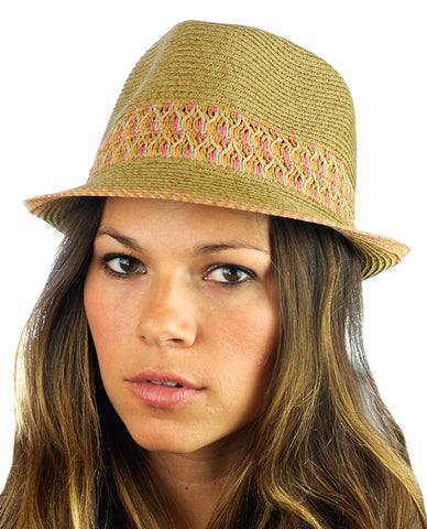NYFASHION101 Multicolored Weaved Band and Trim Stingy Trilby Fedora Hat