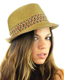 NYFASHION101 Multicolored Weaved Band and Trim Stingy Trilby Fedora Hat
