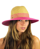 NYFASHION101 Weaved Full Color Brim Teardrop Dent Panama Fedora Sun Hat