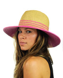 NYFASHION101 Weaved Full Color Brim Teardrop Dent Panama Fedora Sun Hat