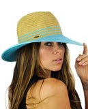 NYFASHION101 Weaved Full Color Brim Teardrop Dent Panama Fedora Sun Hat