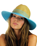 NYFASHION101 Weaved Full Color Brim Teardrop Dent Panama Fedora Sun Hat