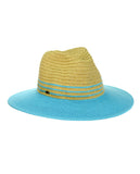 NYFASHION101 Weaved Full Color Brim Teardrop Dent Panama Fedora Sun Hat
