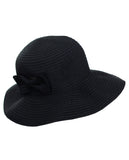 NYFASHION101 Women's Bow Accent Crushable Packable Up Brim Beach Sun Hat