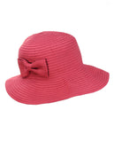 NYFASHION101 Women's Bow Accent Crushable Packable Up Brim Beach Sun Hat