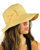 NYFASHION101 Women's Bow Accent Crushable Packable Up Brim Beach Sun Hat