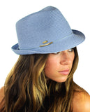 NYFASHION101 Spring Summer Gold-Tone Bar Slim Band Stingy Trilby Fedora Hat