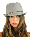 NYFASHION101 Spring Summer Gold-Tone Bar Slim Band Stingy Trilby Fedora Hat