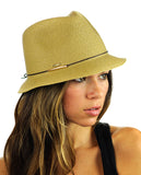 NYFASHION101 Spring Summer Gold-Tone Bar Slim Band Stingy Trilby Fedora Hat