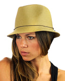 NYFASHION101 Spring Summer Gold-Tone Bar Slim Band Stingy Trilby Fedora Hat