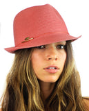 NYFASHION101 Spring Summer Gold-Tone Bar Slim Band Stingy Trilby Fedora Hat