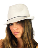 NYFASHION101 Spring Summer Gold-Tone Bar Slim Band Stingy Trilby Fedora Hat