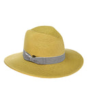 NYFASHION101 Striped Ribbon Band Teardrop Dent Panama Fedora Sun Hat