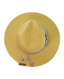 NYFASHION101 Striped Ribbon Band Teardrop Dent Panama Fedora Sun Hat