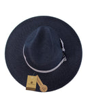 NYFASHION101 Striped Ribbon Band Teardrop Dent Panama Fedora Sun Hat