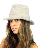 NYFASHION101 Slim Rope Band Crushable Cotton Lace Vented Fedora Hat