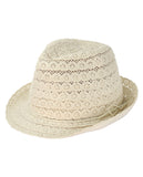 NYFASHION101 Slim Rope Band Crushable Cotton Lace Vented Fedora Hat