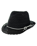 NYFASHION101 Slim Rope Band Crushable Cotton Lace Vented Fedora Hat