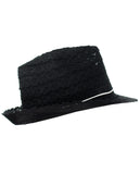 NYFASHION101 Slim Rope Band Crushable Cotton Lace Vented Fedora Hat