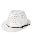 NYFASHION101 Slim Rope Band Crushable Cotton Lace Vented Fedora Hat