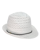 NYFASHION101 Slim Rope Band Crushable Cotton Lace Vented Fedora Hat