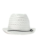 NYFASHION101 Slim Rope Band Crushable Cotton Lace Vented Fedora Hat