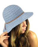 NYFASHION101 Open Knit Brown Braided Trim Vented Cotton Beach Sun Hat