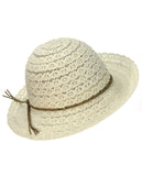 NYFASHION101 Open Knit Brown Braided Trim Vented Cotton Beach Sun Hat