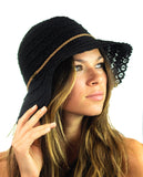 NYFASHION101 Open Knit Brown Braided Trim Vented Cotton Beach Sun Hat