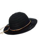 NYFASHION101 Open Knit Brown Braided Trim Vented Cotton Beach Sun Hat