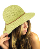 NYFASHION101 Open Knit Brown Braided Trim Vented Cotton Beach Sun Hat