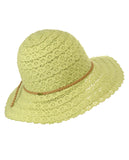 NYFASHION101 Open Knit Brown Braided Trim Vented Cotton Beach Sun Hat