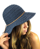 NYFASHION101 Open Knit Brown Braided Trim Vented Cotton Beach Sun Hat