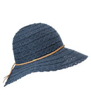 NYFASHION101 Open Knit Brown Braided Trim Vented Cotton Beach Sun Hat