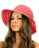 NYFASHION101 Open Knit Brown Braided Trim Vented Cotton Beach Sun Hat