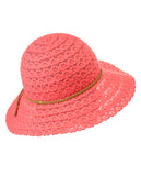 NYFASHION101 Open Knit Brown Braided Trim Vented Cotton Beach Sun Hat