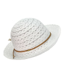 NYFASHION101 Open Knit Brown Braided Trim Vented Cotton Beach Sun Hat