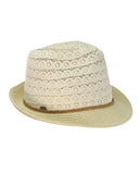 NYFASHION101 Braided Trim Spring Summer Cotton Lace Vented Fedora Hat
