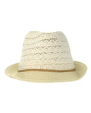 NYFASHION101 Braided Trim Spring Summer Cotton Lace Vented Fedora Hat