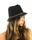 NYFASHION101 Braided Trim Spring Summer Cotton Lace Vented Fedora Hat